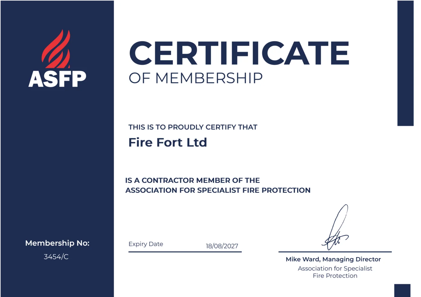 ASFP Membership certificate