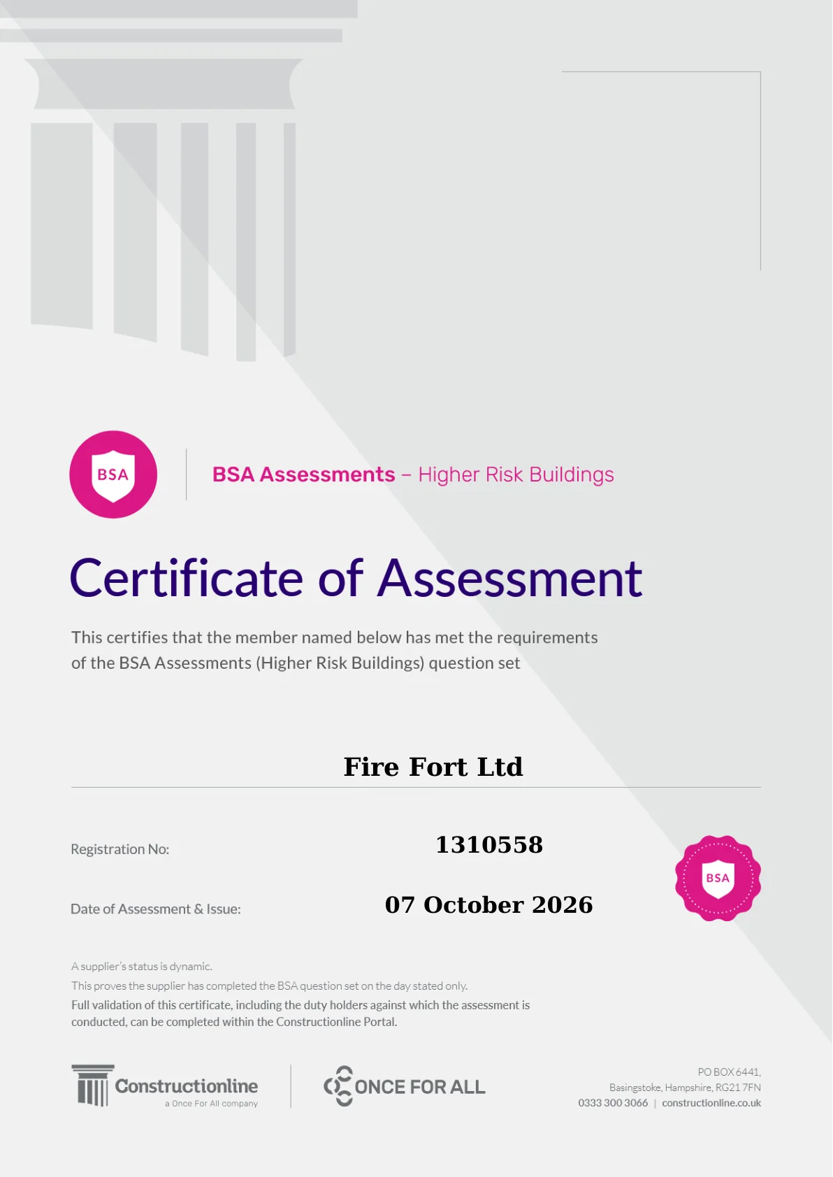 Building Safety Act – Higher Risk Buildings certificate